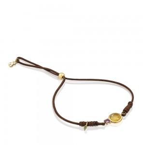 Pulseras TOUS Nylon Virtual Garden with citrine gold Mujer Dorados | 7035CVRLJ