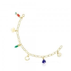 Pulseras TOUS Vermeil Good Vibes with Gemstones Mujer Plateados | 4175DATOZ