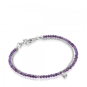 Pulseras TOUS amethyst Bold Bear Mujer Plateados | 4129GEIJH