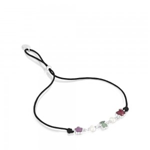 Pulseras TOUS cord Bold Motif with gemstones cultured pearls Mujer Plateados | 1825IBWNV