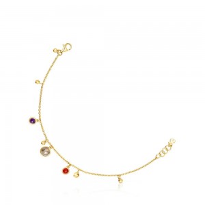 Pulseras TOUS vermeil Plump Charm with gemstones Mujer Plateados | 5839PGINK