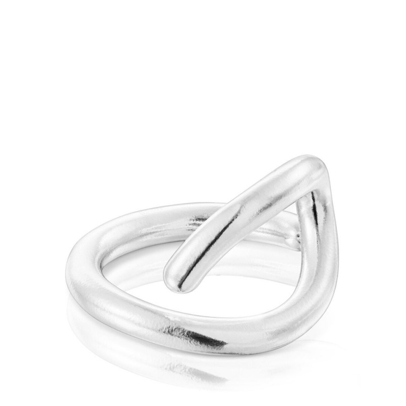 Anillos TOUS Bent Open ring Mujer Plateados | 1540DLSHA