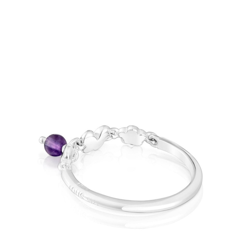 Anillos TOUS Bold Motif amethyst Mujer Plateados | 4259HDANB