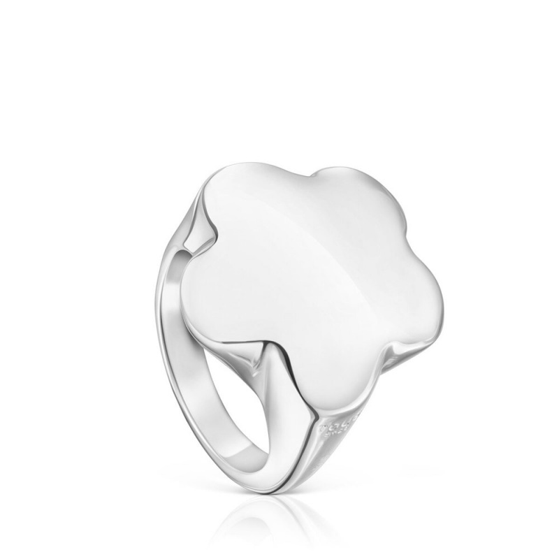 Anillos TOUS Bold Motif flower Signet ring Mujer Plateados Flores | 7368ACEKN