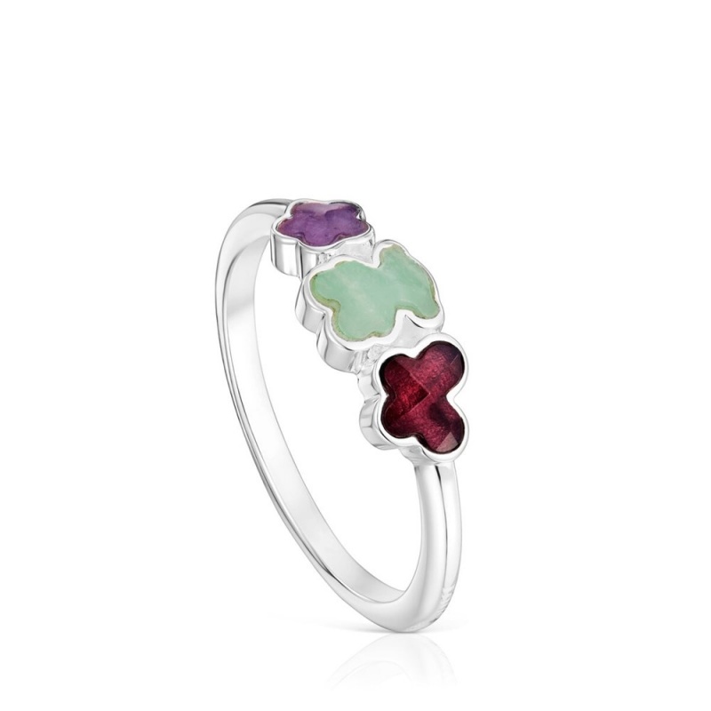 Anillos TOUS Bold Motif gemstones motifs Mujer Plateados | 9528SKXNA