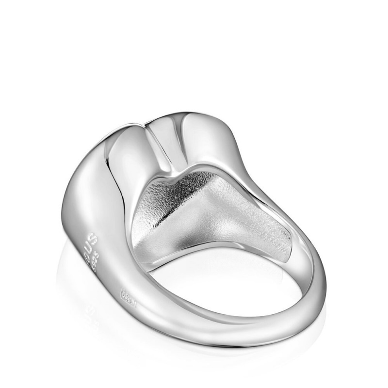 Anillos TOUS Bold Motif heart Signet ring Mujer Plateados | 9745UQXFM