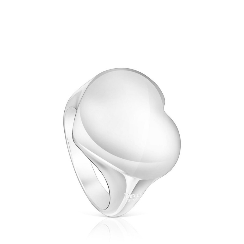 Anillos TOUS Bold Motif heart Signet ring Mujer Plateados | 9745UQXFM