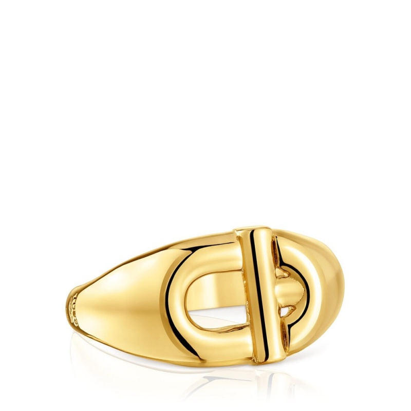 Anillos TOUS Manifesto Signet 18kt plating over Mujer Dorados Plateados | 5691QKFDS