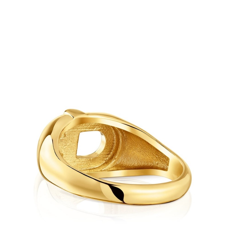 Anillos TOUS Manifesto Signet 18kt plating over Mujer Dorados Plateados | 5691QKFDS