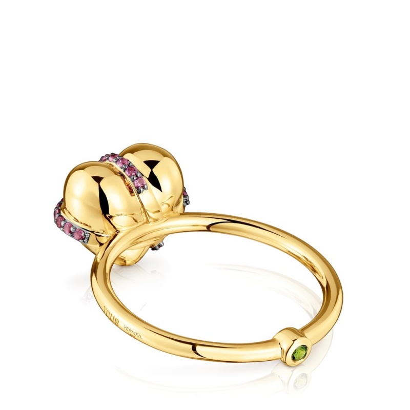 Anillos TOUS Medium 18kt plated heart rhodolite Lligat Mujer Dorados Plateados | 0358AISHC