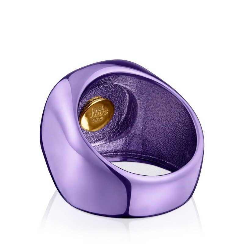 Anillos TOUS Oursin mauve Seal Mujer Morados Plateados | 2316FRTQK