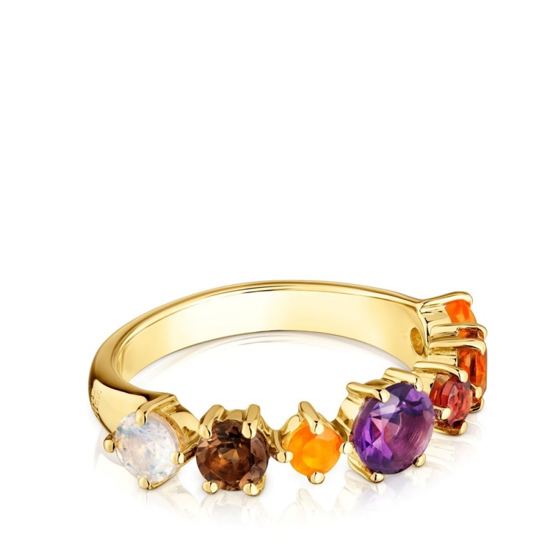 Anillos TOUS Small 18kt plated gemstones Sugar Party Mujer Dorados Plateados | 5732XCNZP