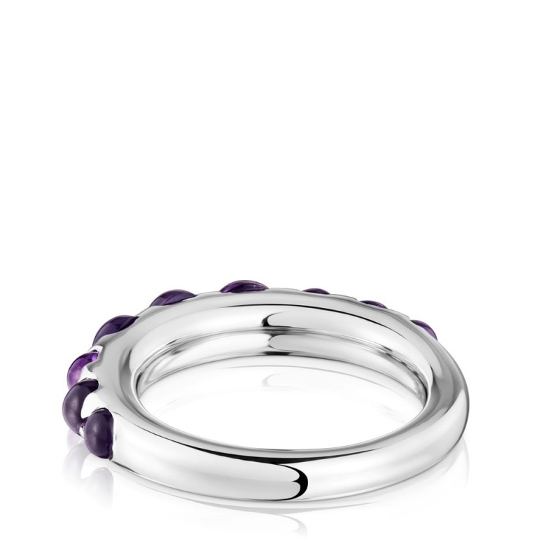 Anillos TOUS Small amethyst Sugar Party Mujer Plateados | 8024JEBLK