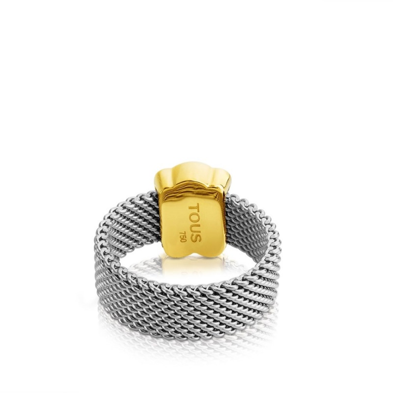 Anillos TOUS Steel 0,7cm Mesh Mujer Grises Dorados | 6704PKEIV