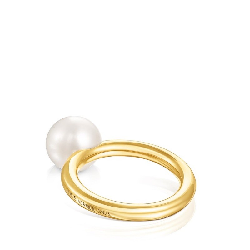 Anillos TOUS Vermeil Gloss Pearl Mujer Plateados | 7302GTZCR