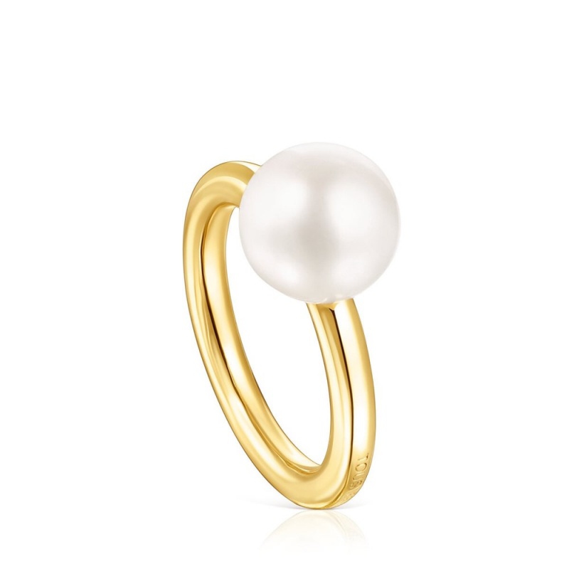 Anillos TOUS Vermeil Gloss Pearl Mujer Plateados | 7302GTZCR