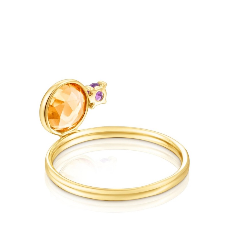 Anillos TOUS Virtual Garden citrine amethyst Mujer Dorados | 4691ILPJK