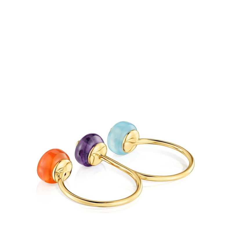 Anillos TOUS gemstones double Open ring Balloon Mujer Dorados | 9753TYERU