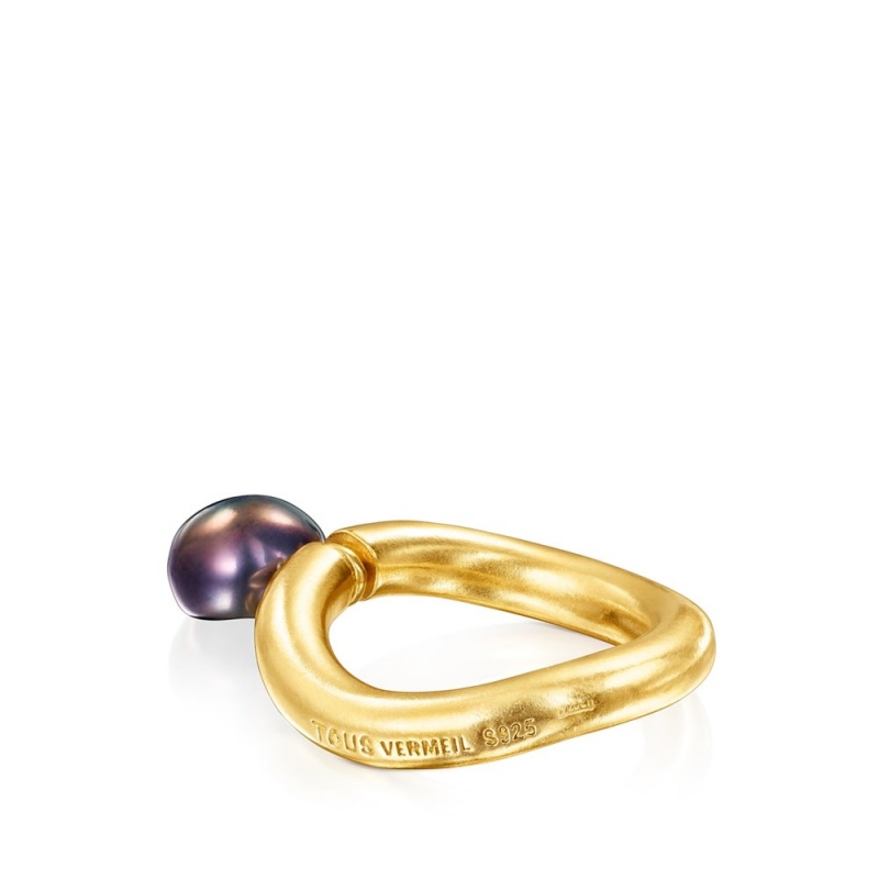 Anillos TOUS vermeil Hav pearl Mujer Plateados Grises | 3496FSJOY