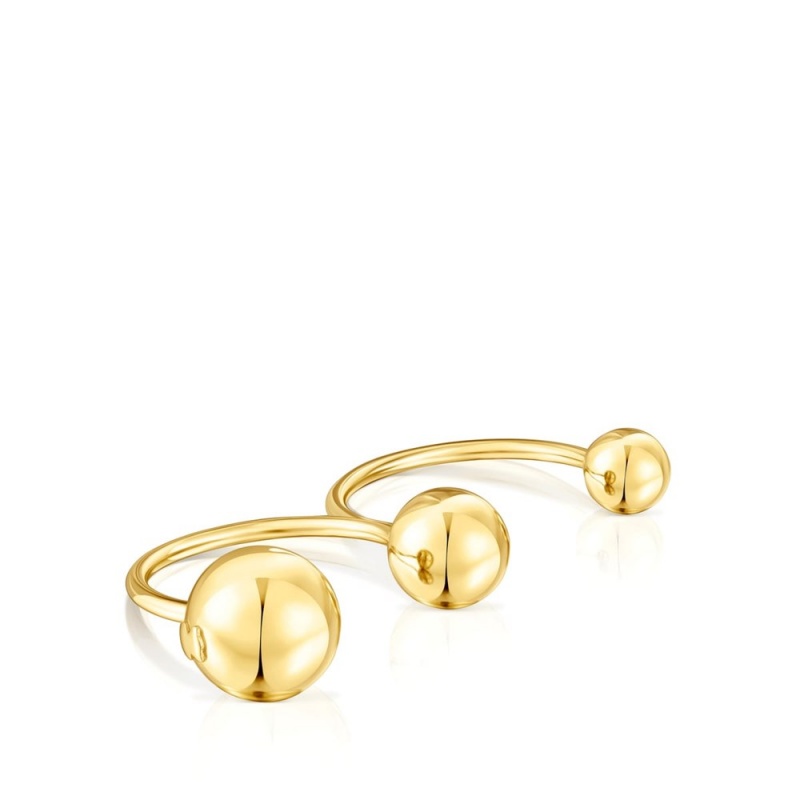 Anillos TOUS vermeil Plump Double open ring Mujer Plateados | 1475BHKCD