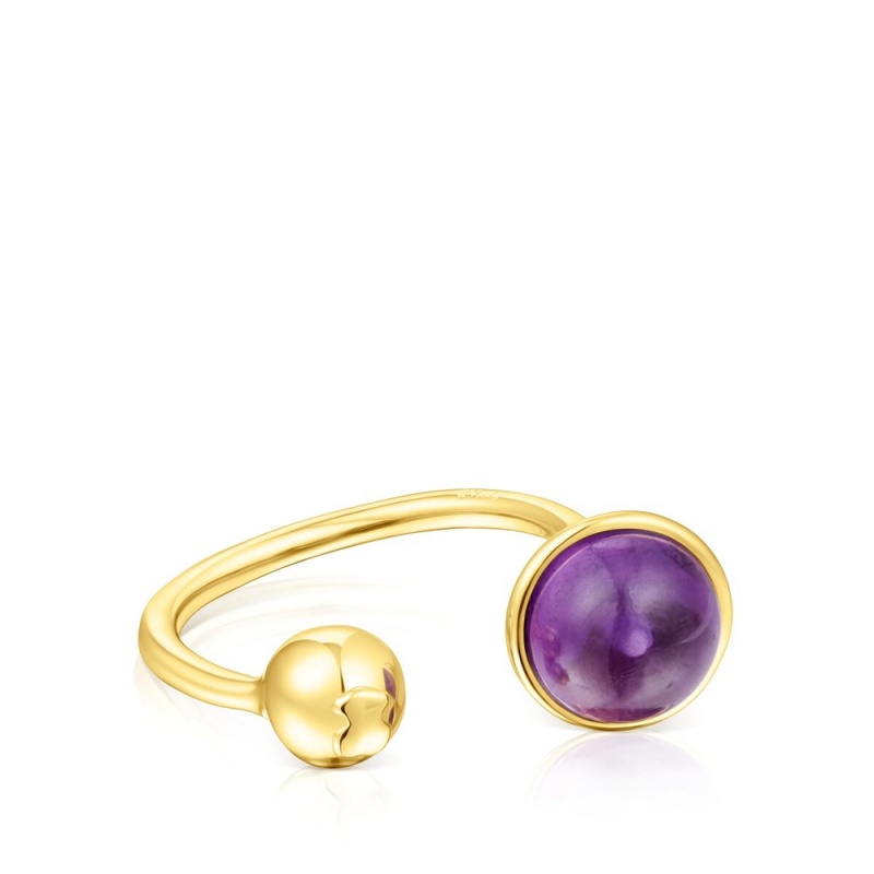 Anillos TOUS vermeil Plump Open amethyst Mujer Plateados | 5129EBGOM