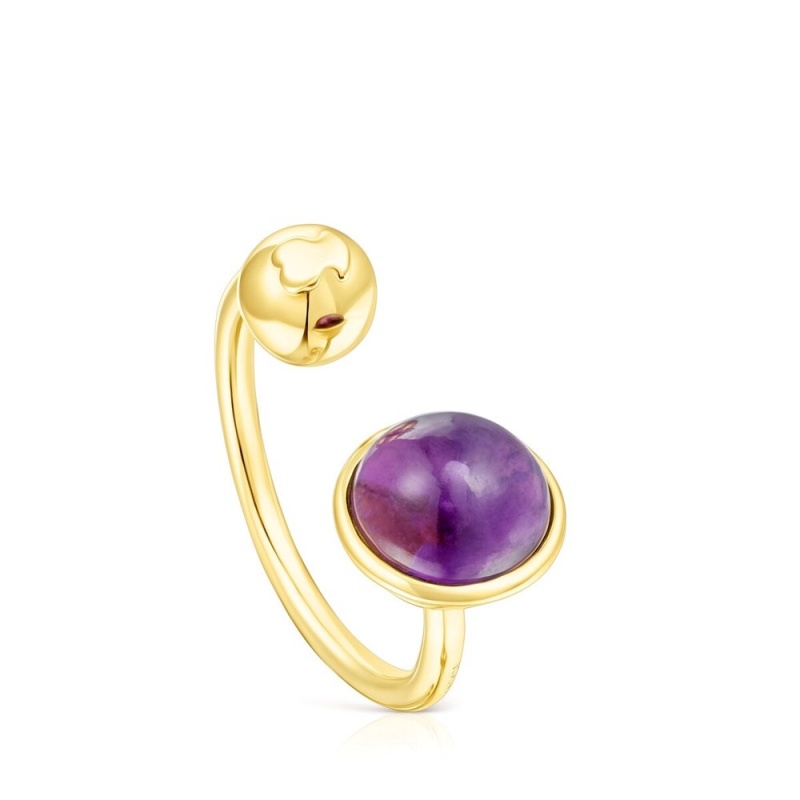 Anillos TOUS vermeil Plump Open amethyst Mujer Plateados | 5129EBGOM