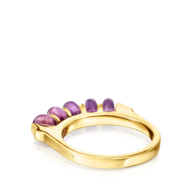 Anillos TOUS vermeil Virtual Garden Bar amethyst Mujer Plateados | 8714IFHCU