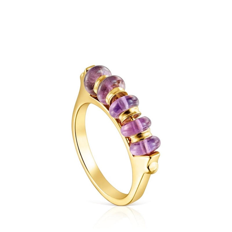 Anillos TOUS vermeil Virtual Garden Bar amethyst Mujer Plateados | 8714IFHCU