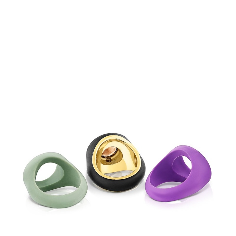 Anillos TOUS vermeil Virtual Garden Signet ring set with smoky quartz Mujer Plateados | 0382JFXYI