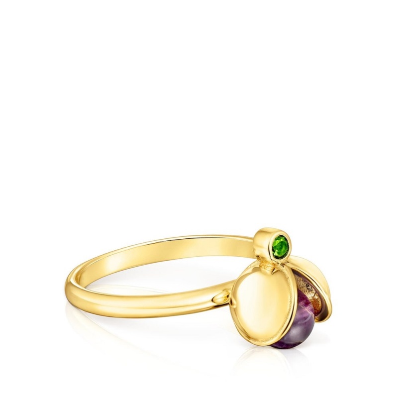 Anillos TOUS vermeil Virtual Garden amethyst chrome diopside Mujer Plateados | 6721TZKGL