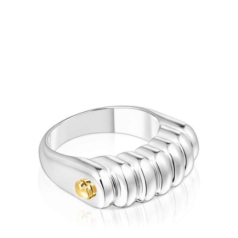 Anillos TOUS vermeil Virtual Garden Bar ring Mujer Plateados | 5048CEQKG