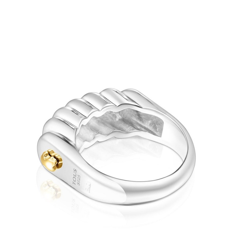 Anillos TOUS vermeil Virtual Garden Bar ring Mujer Plateados | 5048CEQKG