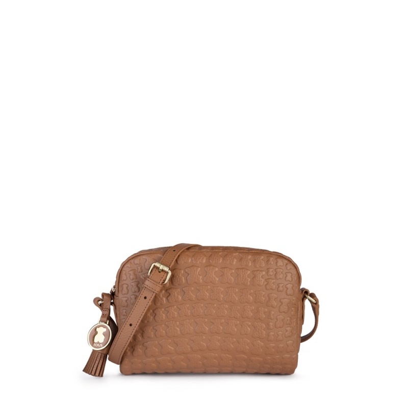 Bolsa de Mano TOUS Brown Cuero Sherton Crossbody Bags Mujer Marrom | 3205XLVOU