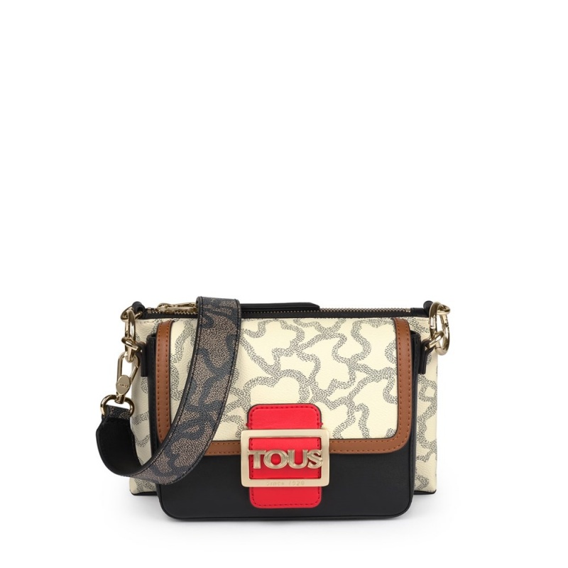 Bolsa de Mano TOUS Double Kaos Icon Multi - Shoulder Bags Mujer Multicolor Rojos Beige | 9217KNJEA