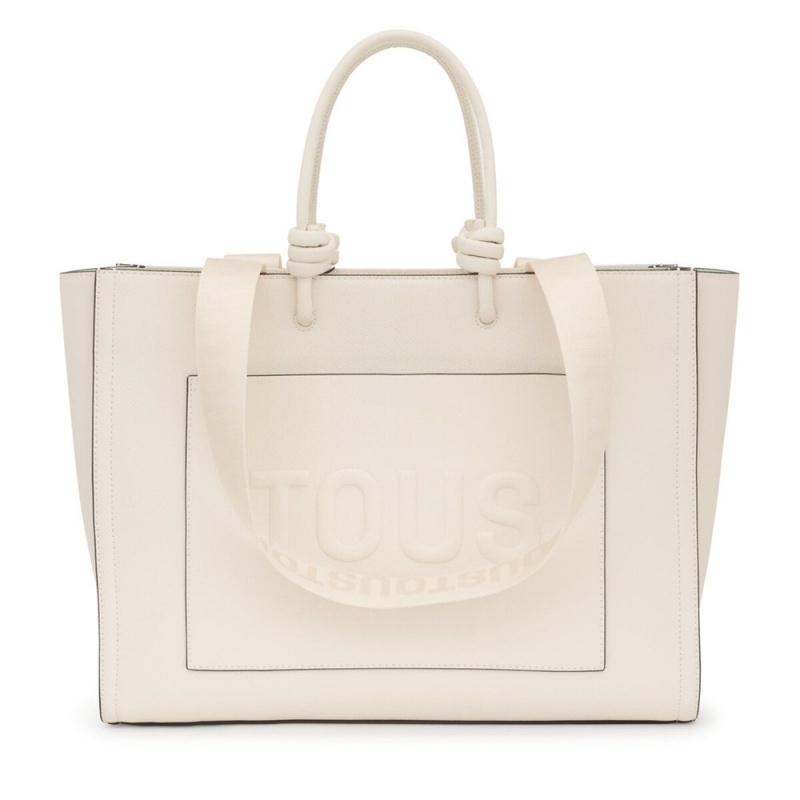 Bolsa de Mano TOUS Large Amaya Shopping bag La Rue New Mujer Beige | 5827IHOJG