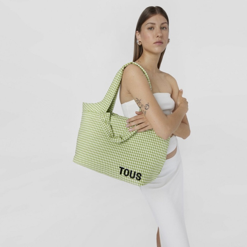 Bolsa de Mano TOUS Large Tote bag Carol Vichy Mujer Verdes | 3769PIOLR