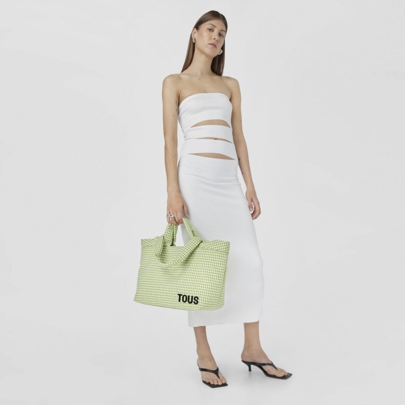 Bolsa de Mano TOUS Large Tote bag Carol Vichy Mujer Verdes | 3769PIOLR