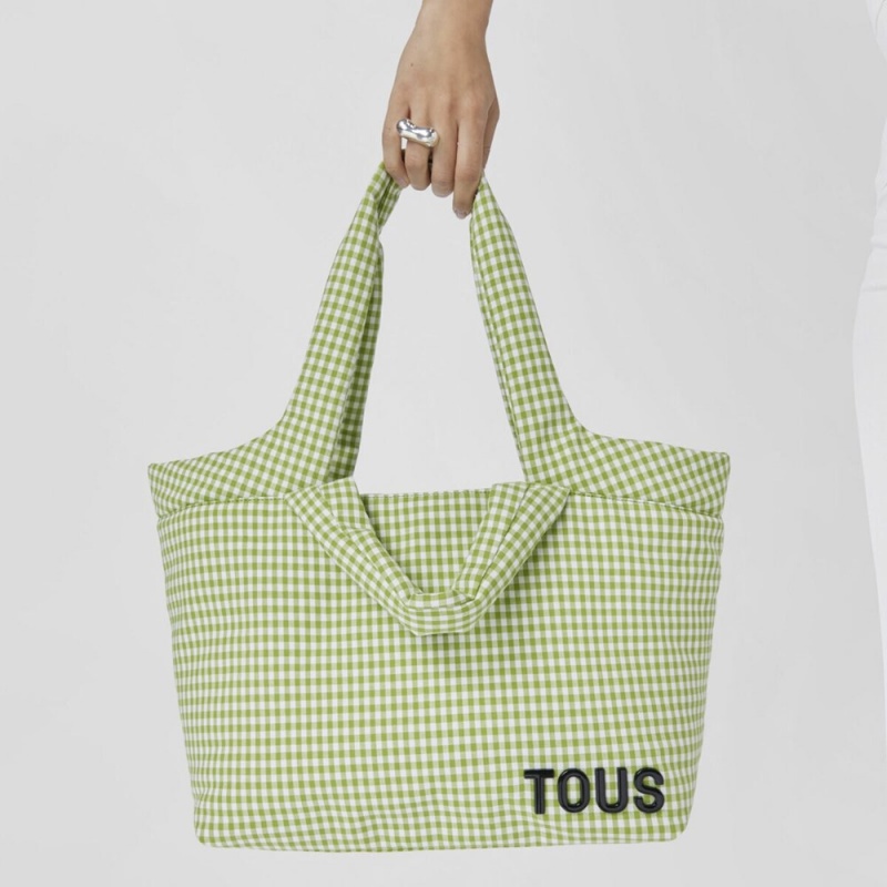 Bolsa de Mano TOUS Large Tote bag Carol Vichy Mujer Verdes | 3769PIOLR