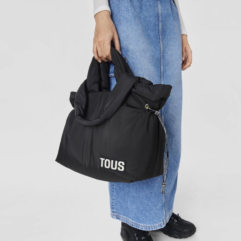 Bolsa de Mano TOUS Large Tote bag Carol Soft Mujer Negros | 2061PVBKO