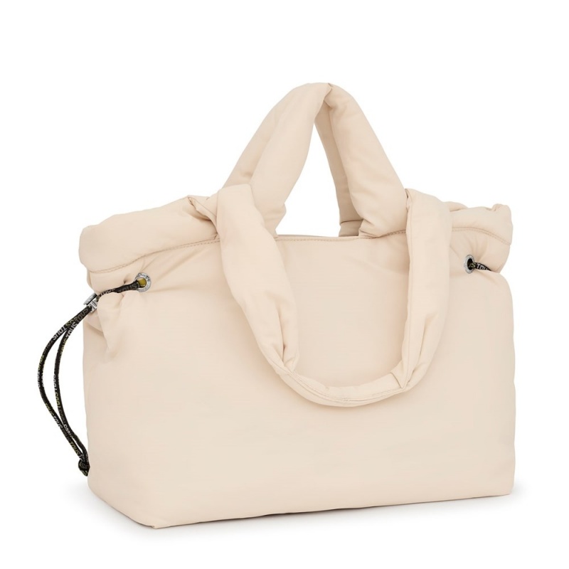 Bolsa de Mano TOUS Large Tote bag Carol Soft Mujer Beige | 0423KQTWP