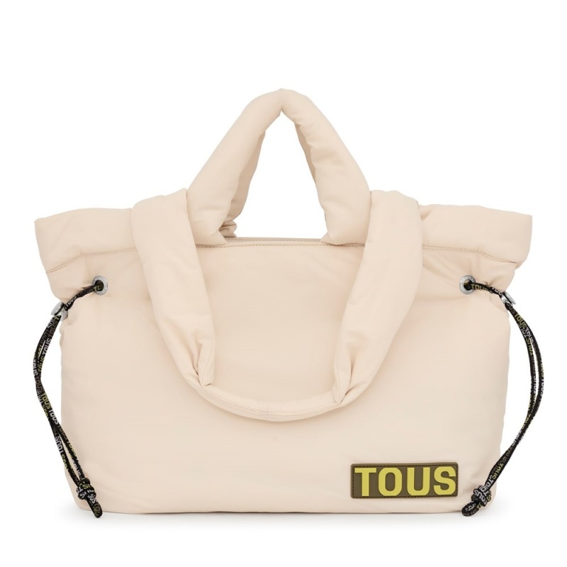 Bolsa de Mano TOUS Large Tote bag Carol Soft Mujer Beige | 0423KQTWP