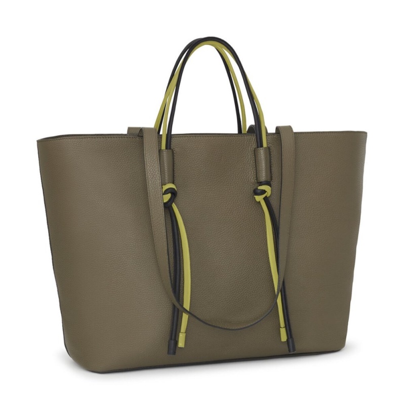 Bolsa de Mano TOUS Large khaki leather Tote bag Lynn Mujer Kaki | 2843HUMJC