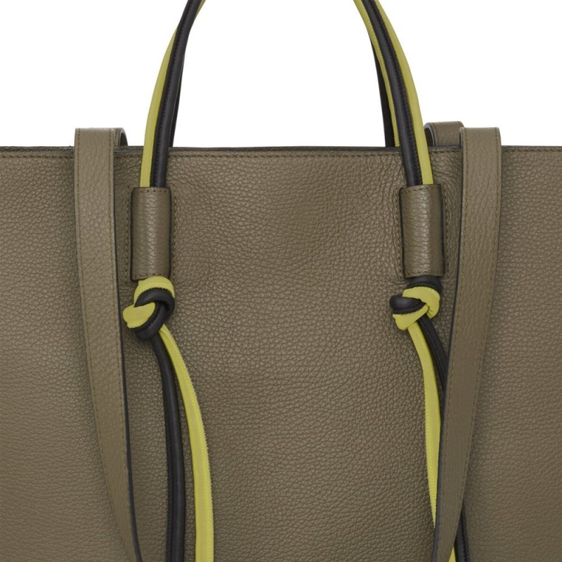 Bolsa de Mano TOUS Large khaki leather Tote bag Lynn Mujer Kaki | 2843HUMJC