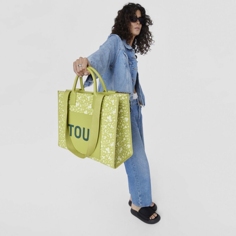 Bolsa de Mano TOUS Large lime Kaos Mini Evolution Amaya Shopping bag Mujer Verdes Claro | 6170YHTFK