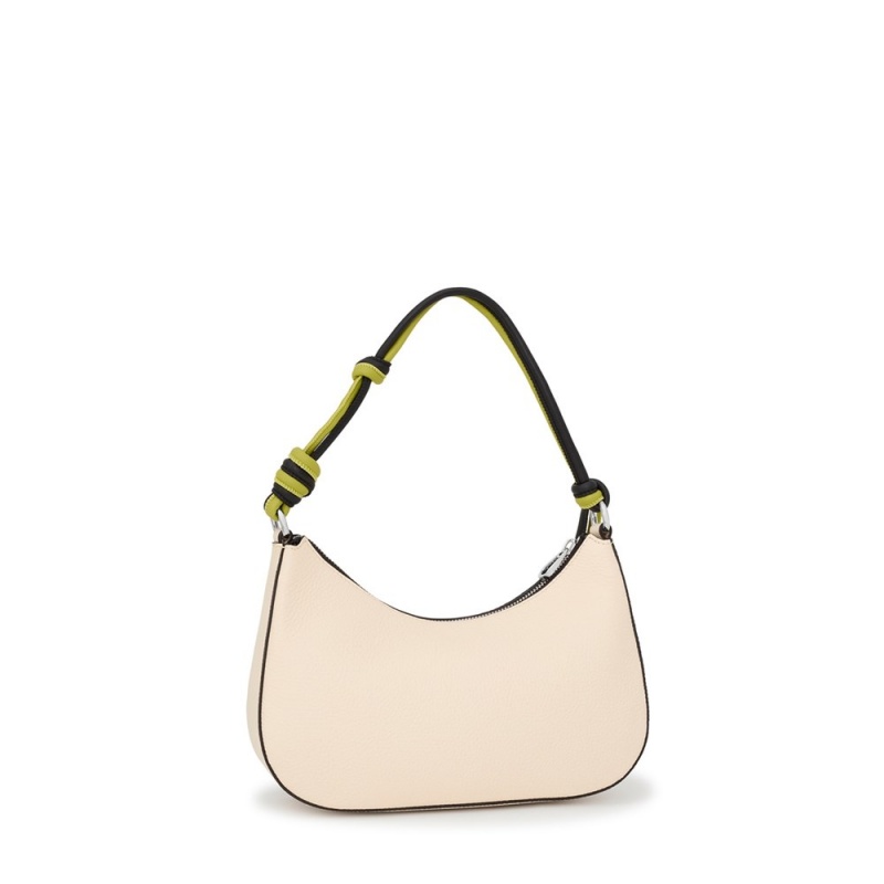 Bolsa de Mano TOUS Lynn leather Shoulder Bags Mujer Beige | 8370QFVPZ