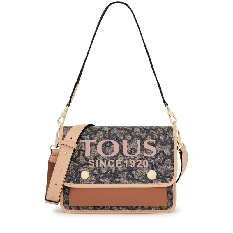 Bolsa de Mano TOUS Medium Audree Kaos Icon Crossbody Bags Mujer Negros | 8192HGIUB