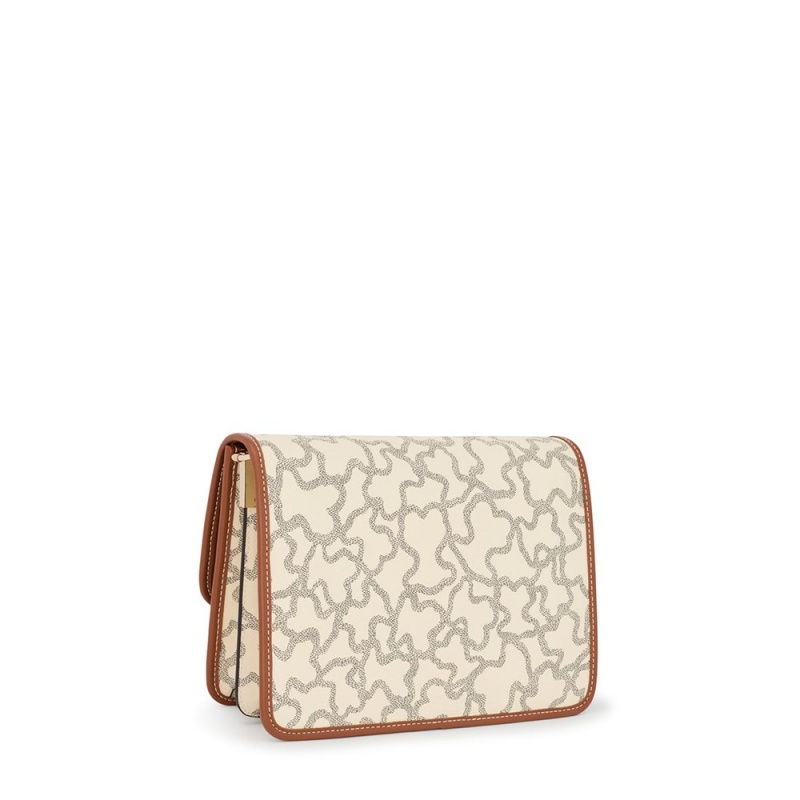 Bolsa de Mano TOUS Medium Audree Kaos Icon Crossbody Bags Mujer Beige | 6847NMTYB