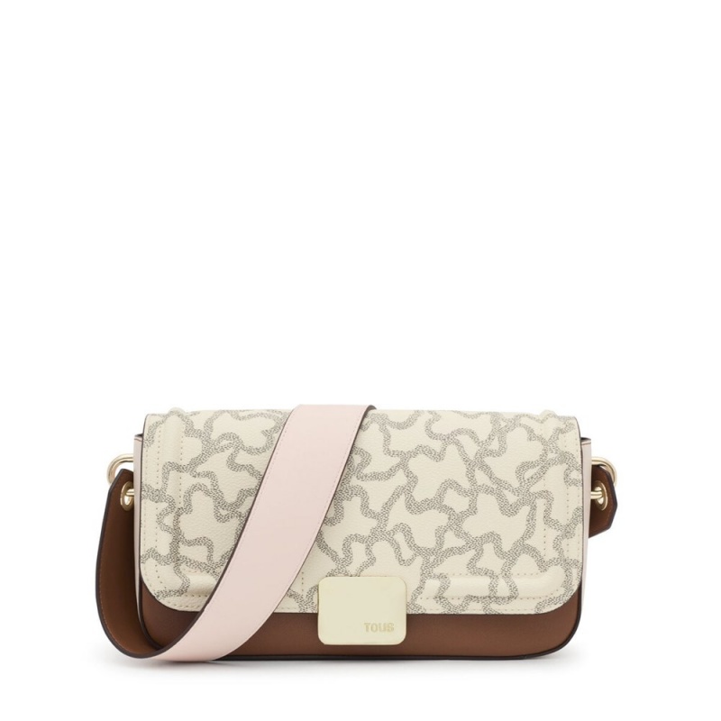 Bolsa de Mano TOUS Medium Crossbody Bags Kaos Icon Mujer Beige | 7596PABZT