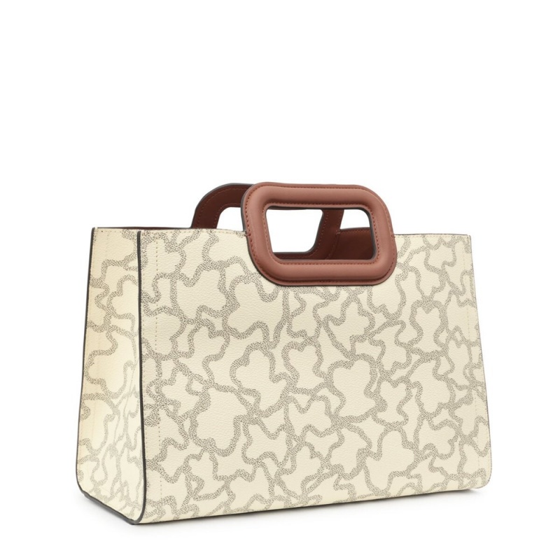 Bolsa de Mano TOUS Medium Kaos Icon Amaya Shopping Bag Mujer Beige | 2943IMVKL