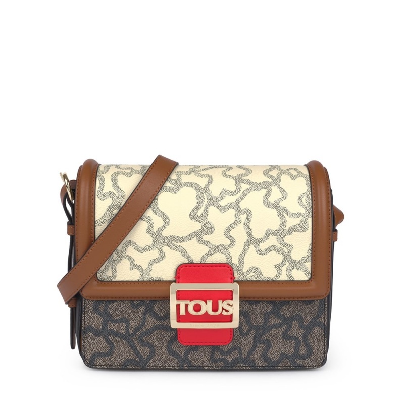 Bolsa de Mano TOUS Medium Kaos Icon Multi - Shoulder Bags Mujer Multicolor Beige Rojos | 6859QKXMZ